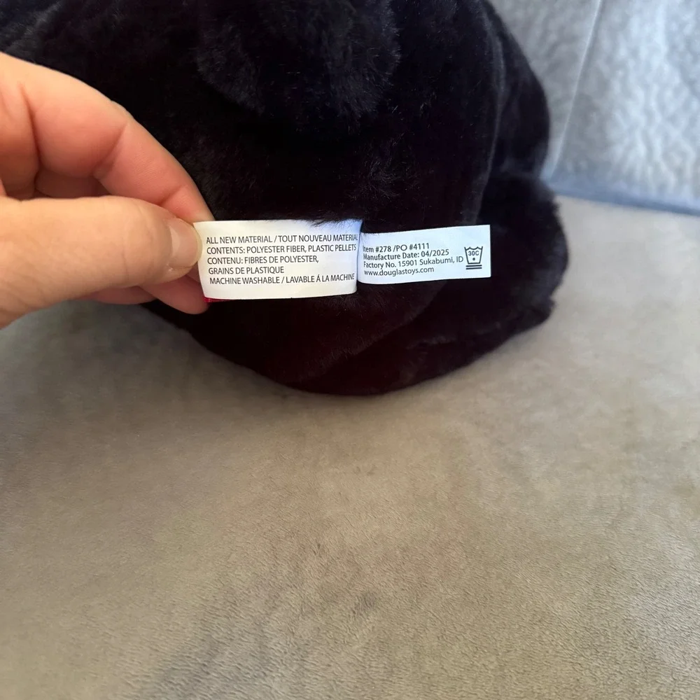 Douglas Black Bear Plush The Cuddle Toy Seated Stuffed Animal 9